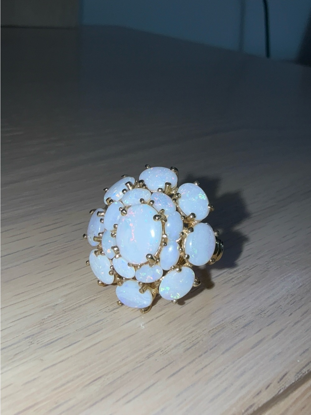 Vintage 10K Solid Gold Opal Princess Cluster Ring (6g)